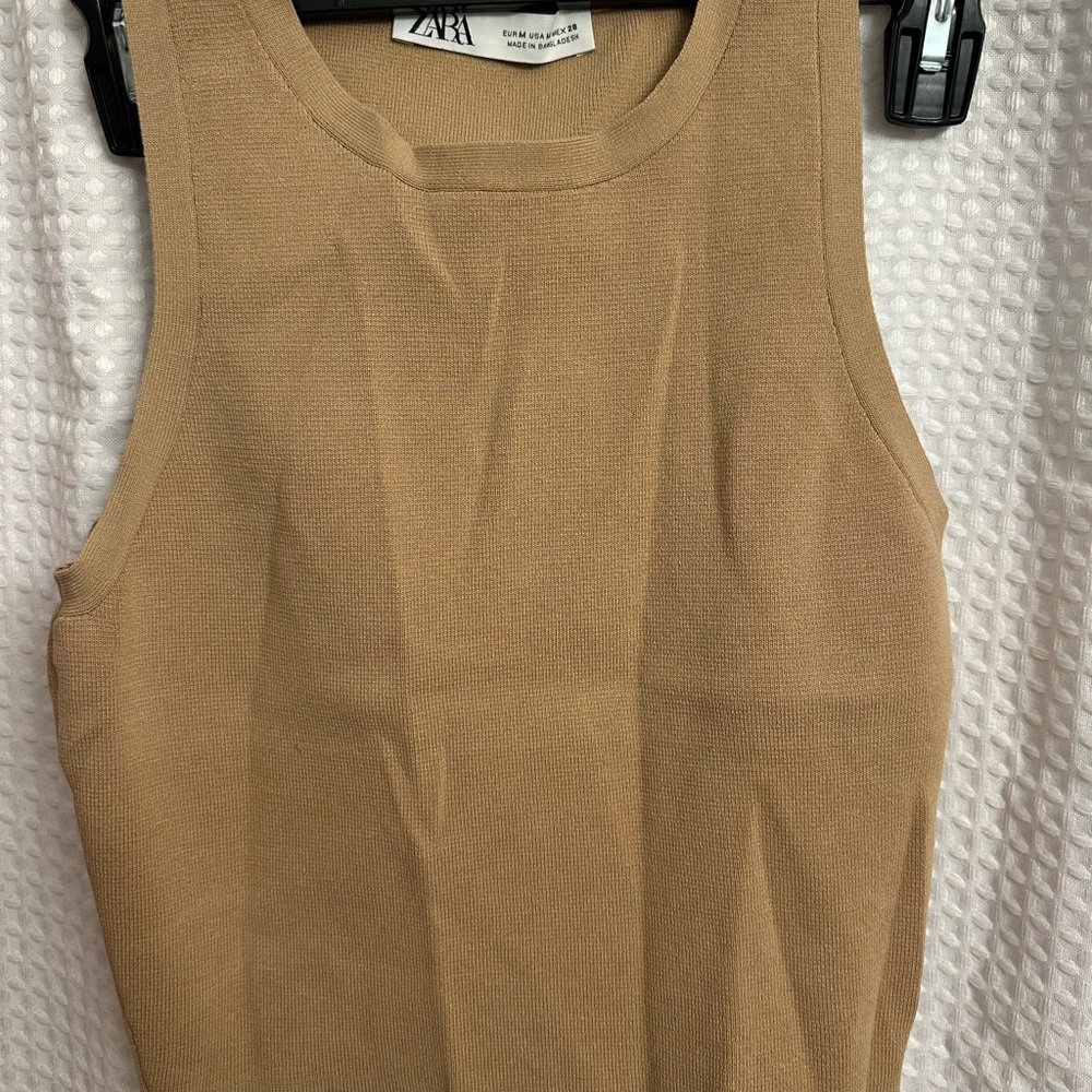 Zara Camel Sleeveless Tank Top